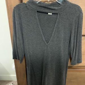 Dark grey cutout t-shirt